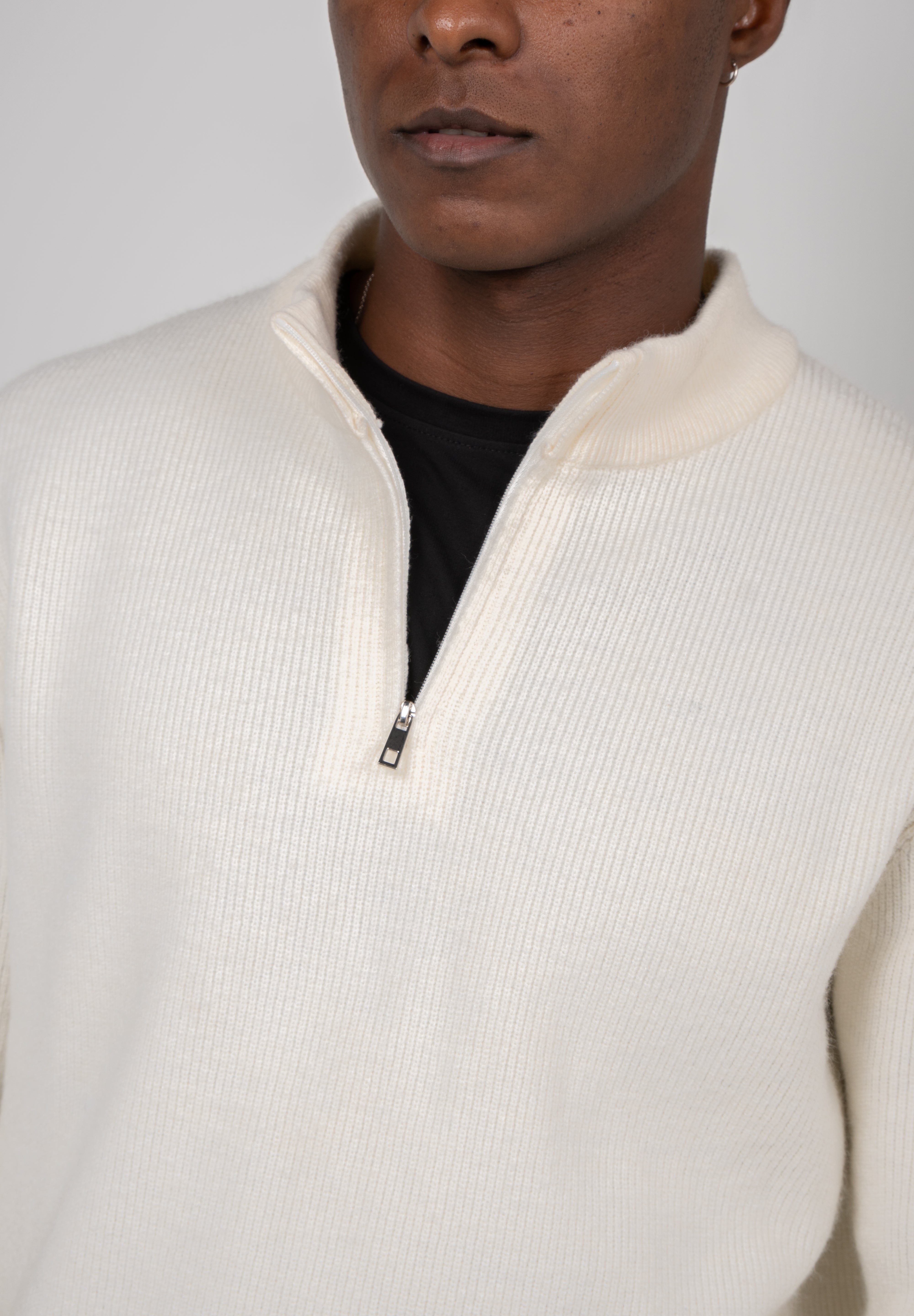 Suéter Tricot Masculino Gola Meio Zíper
