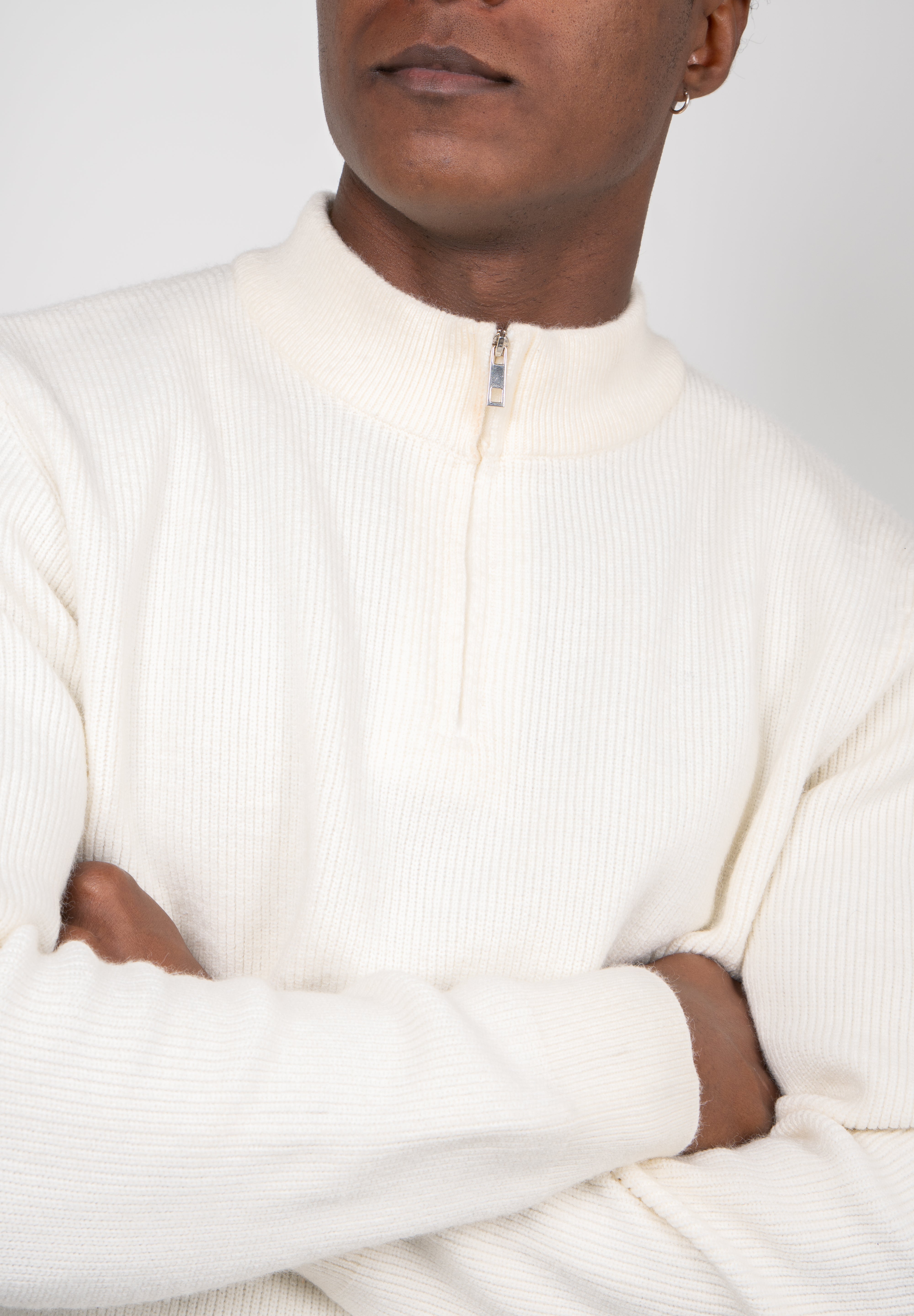 Suéter Tricot Masculino Gola Meio Zíper