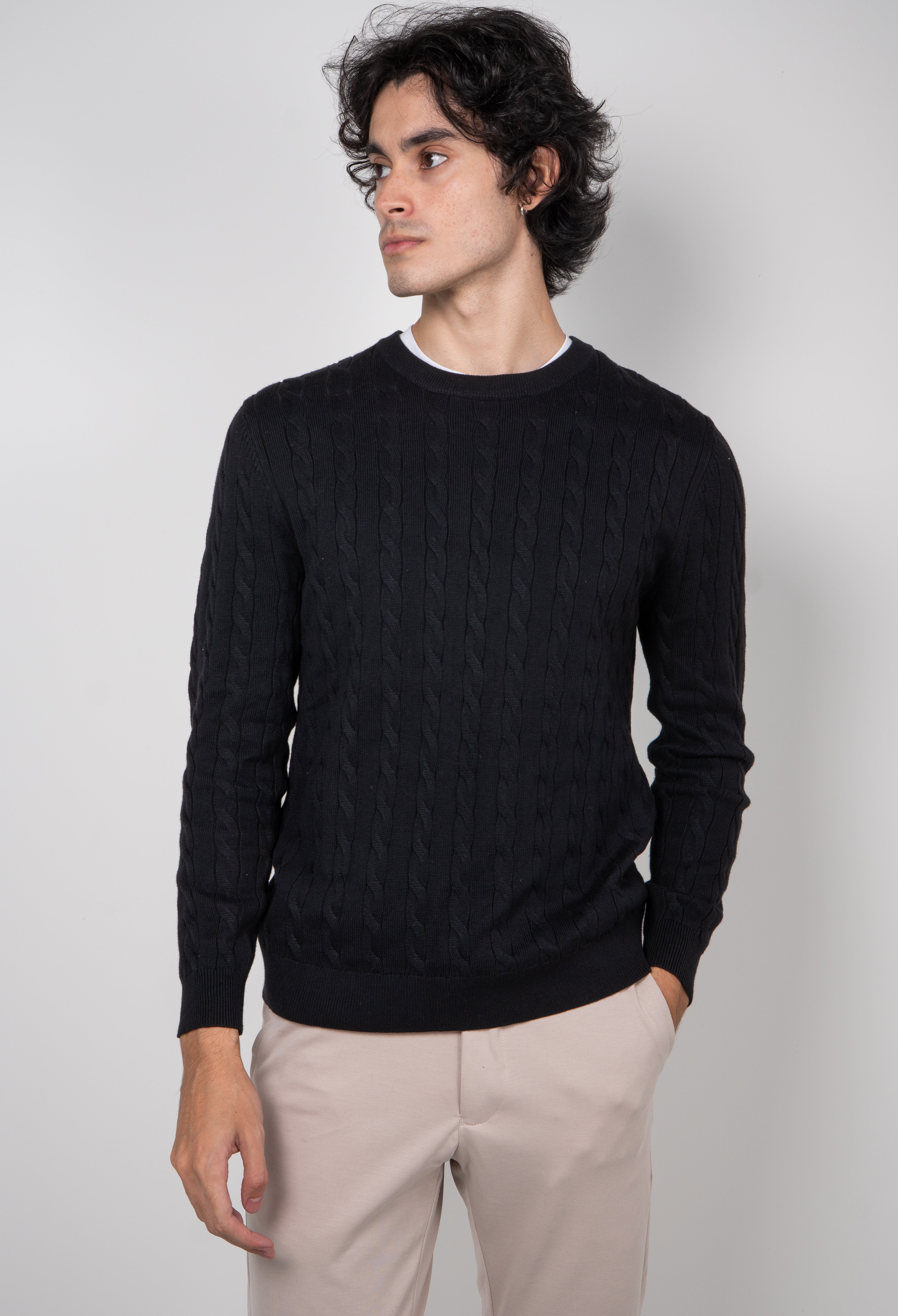 Suéter Tricot Gola Careca Trançado