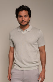 Polo Tricot Gola V Texturizada