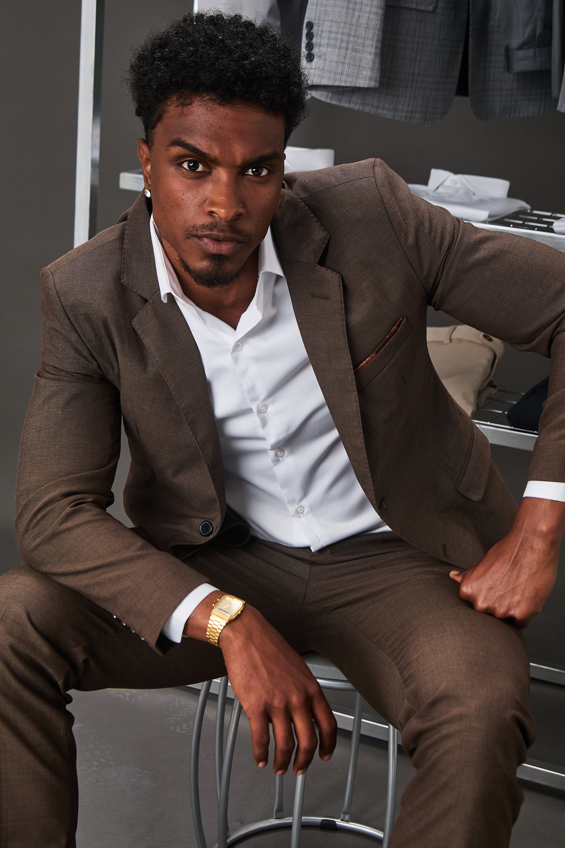 Costume Masculino Slim em Poliéster, Viscose e Elastano