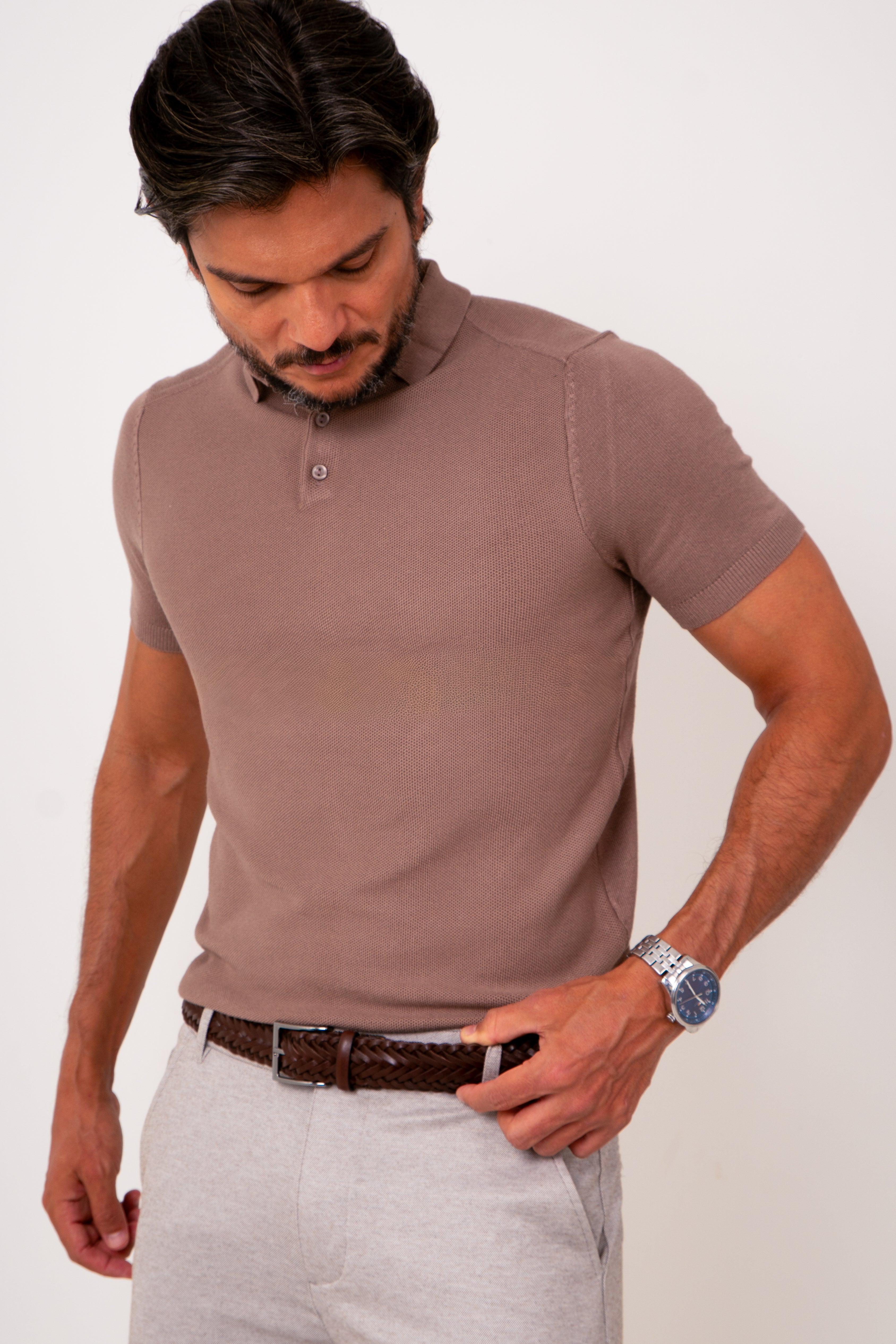 Camisa Polo Masculina Slim Tricot Lisa