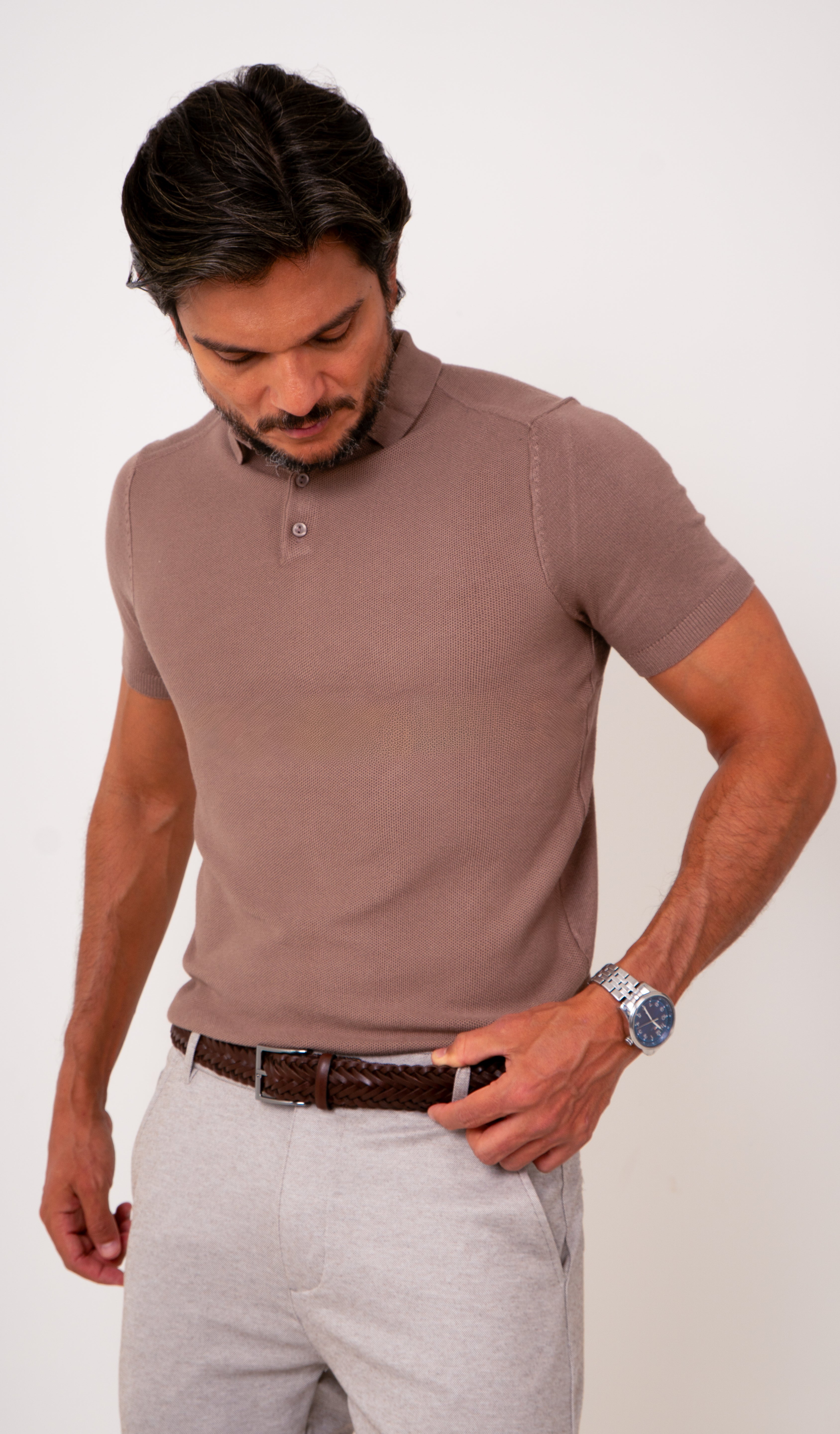 Camisa Polo Masculina Slim Tricot Lisa