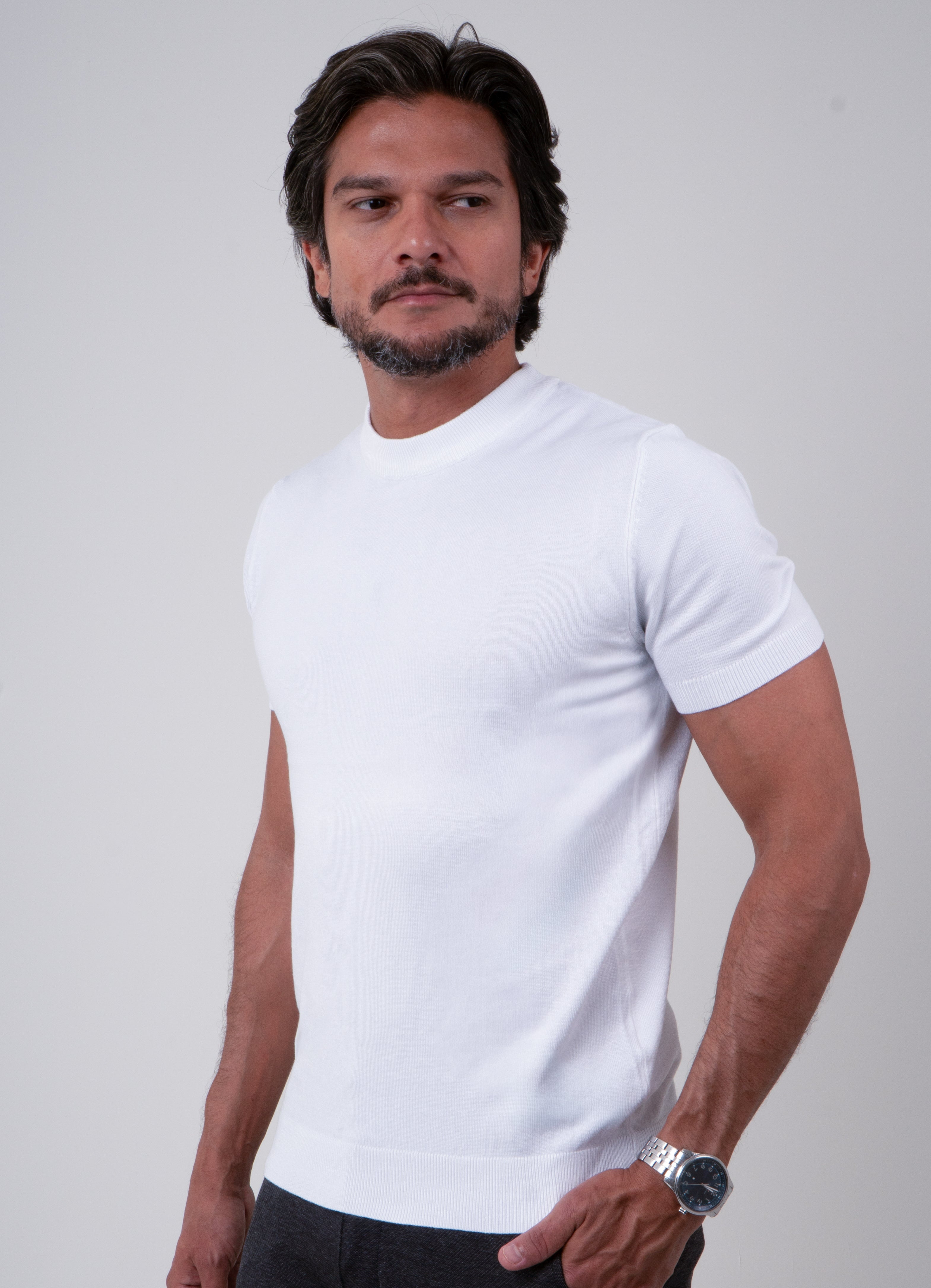 Camiseta Tricot Masculina Slim Básica