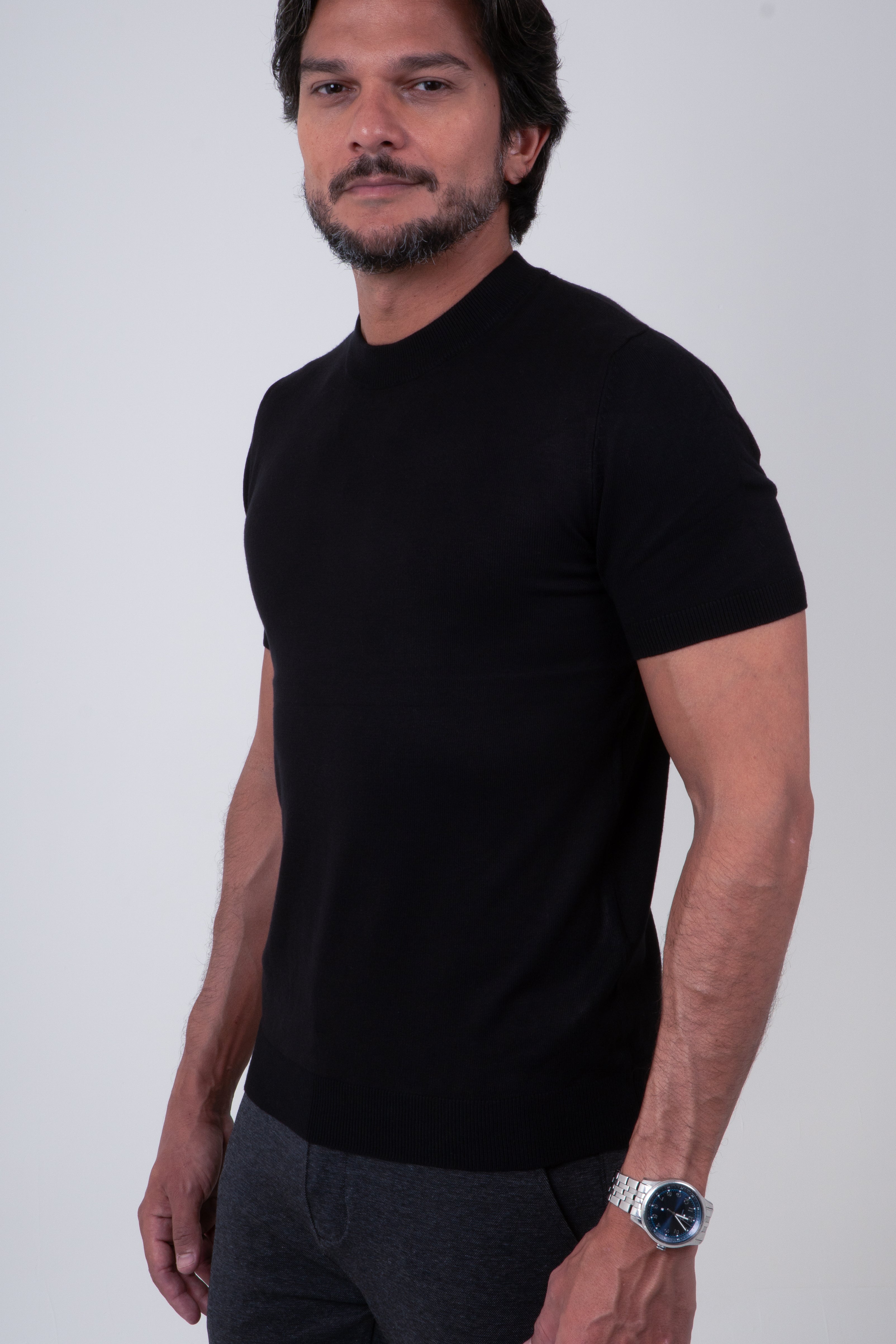 Camiseta Tricot Masculina Gola Alta