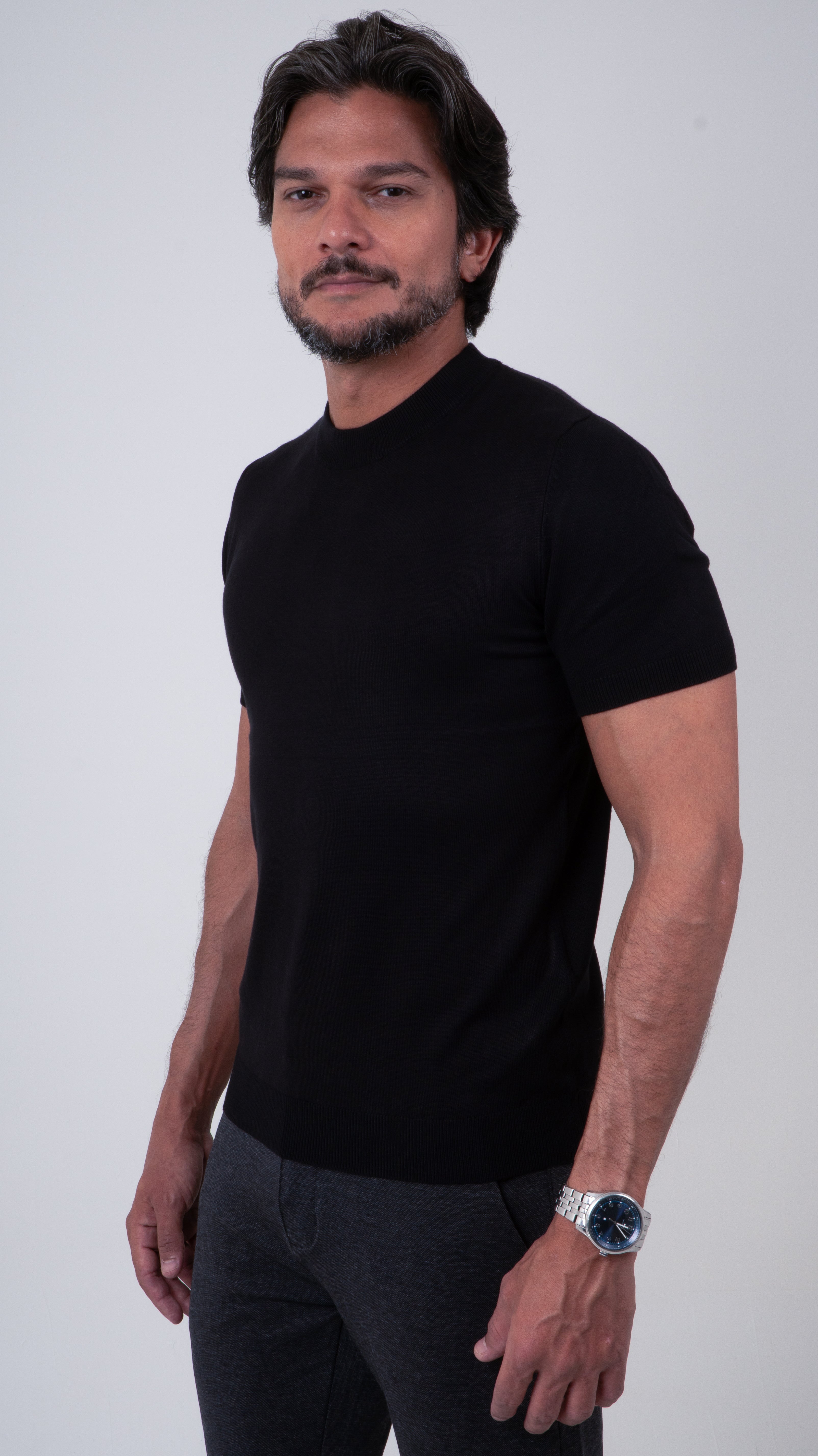 Camiseta Tricot Masculina Slim Básica
