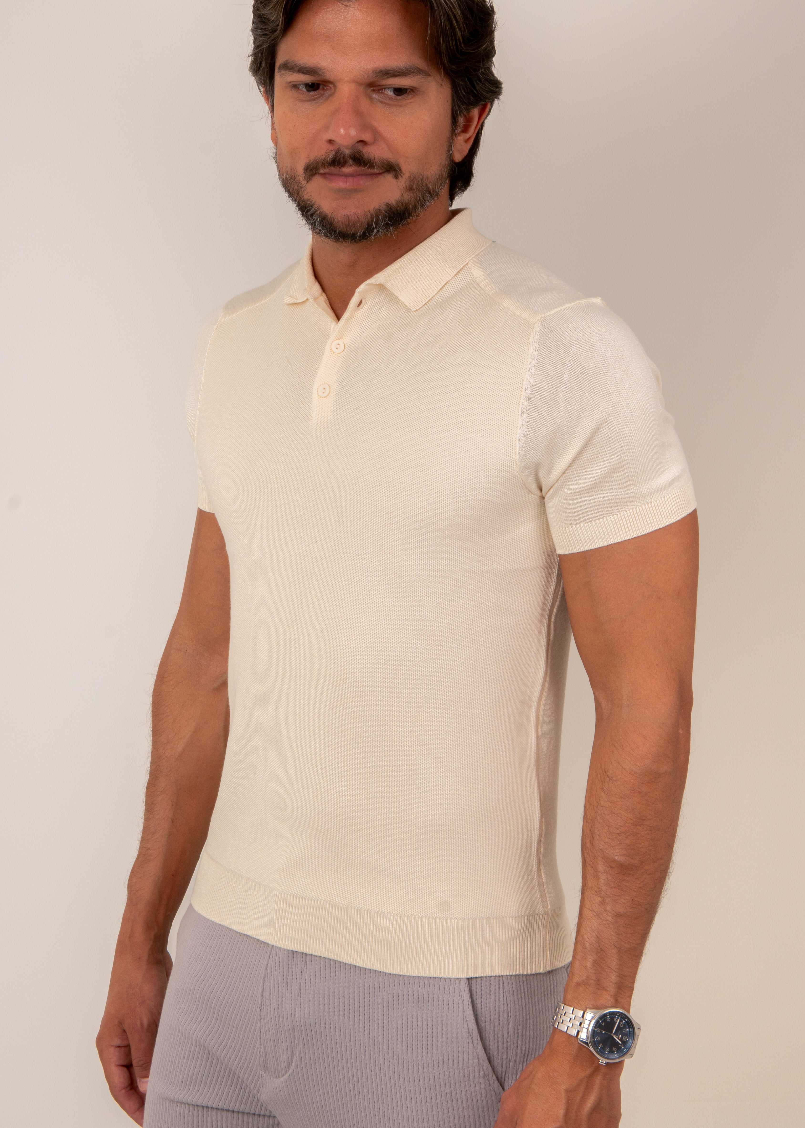 Camisa Polo Masculina Slim Tricot Lisa