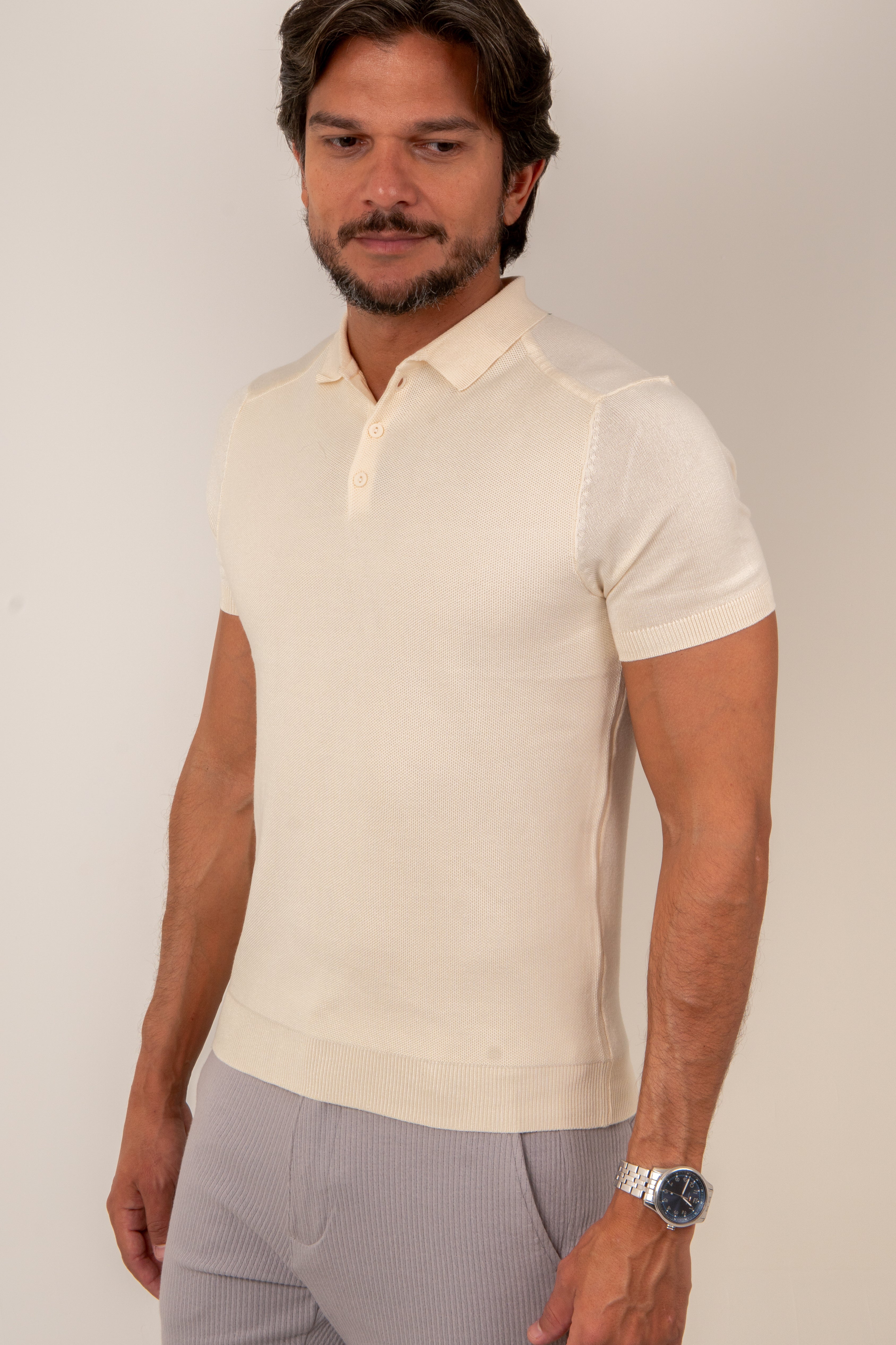Camisa Polo Masculina Slim Tricot Lisa