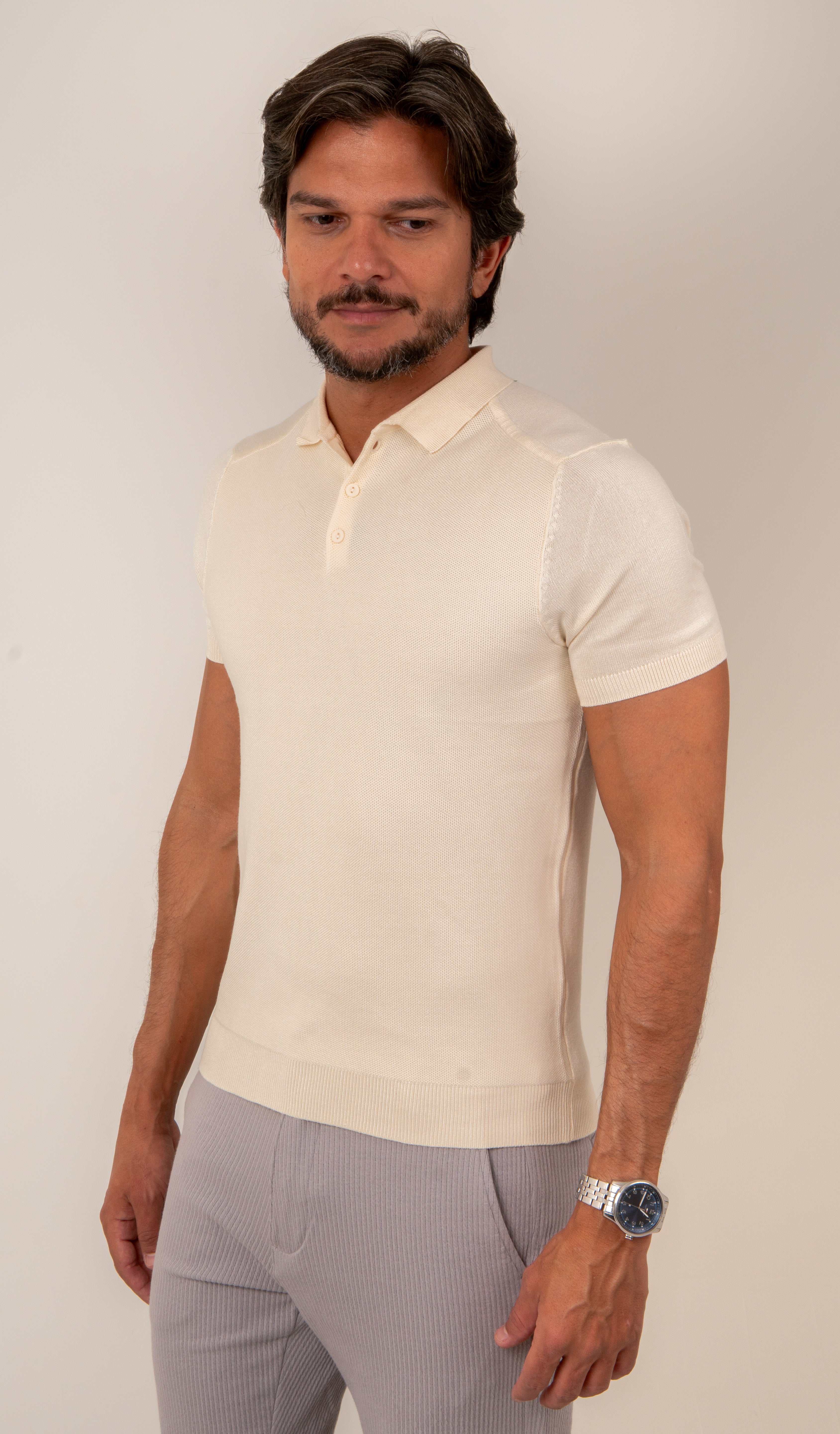 Camisa Polo Masculina Slim Tricot Lisa
