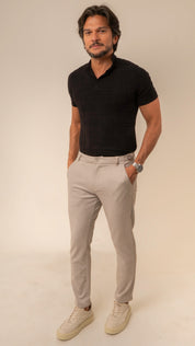 Polo Masculina Tricot Texturizada Preto