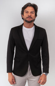 Blazer Masculino Preto Slim Malha Confort
