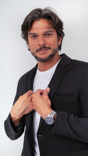 Blazer Masculino Preto Slim Malha Confort