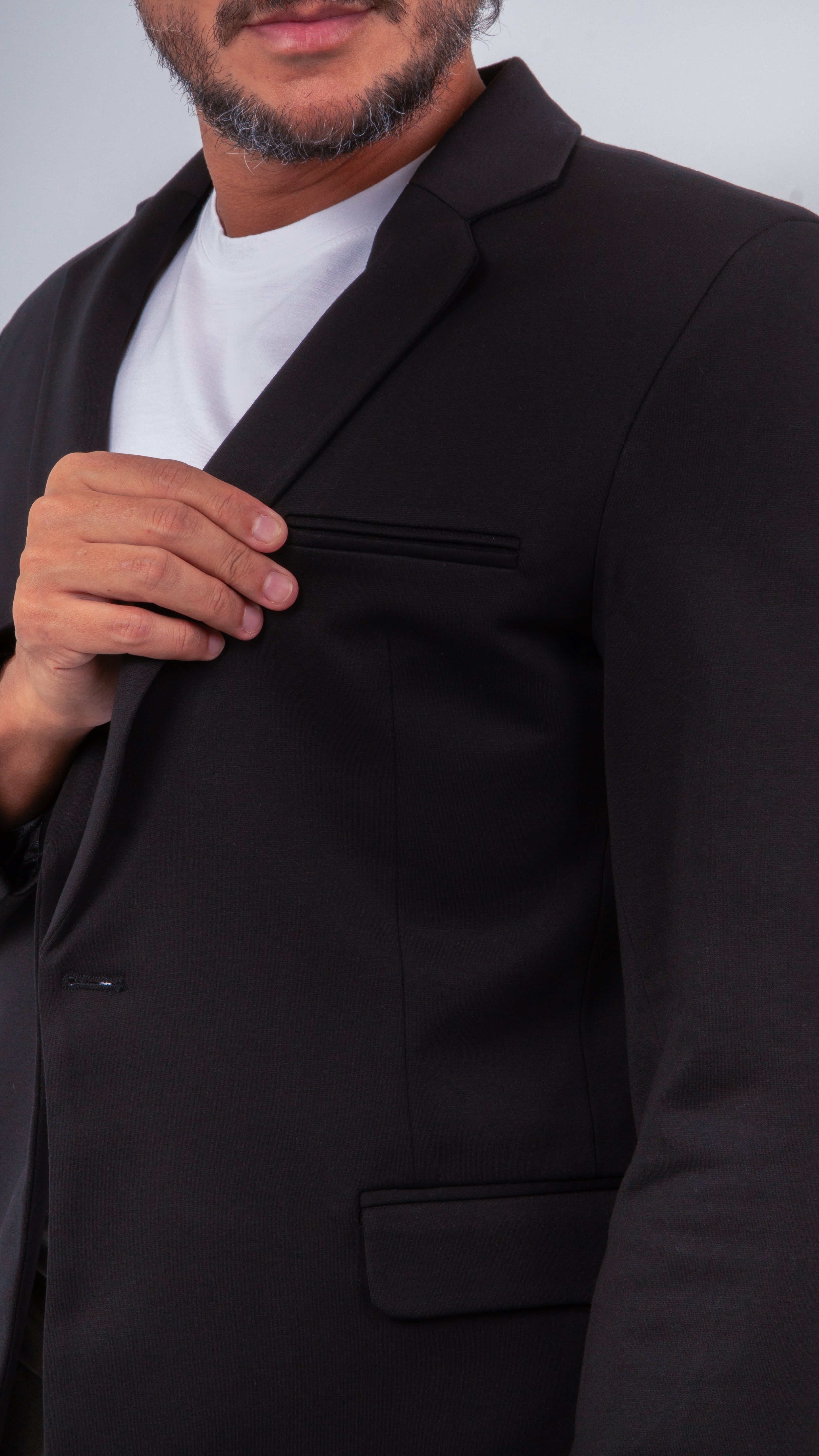Blazer Masculino Preto Slim Malha Confort