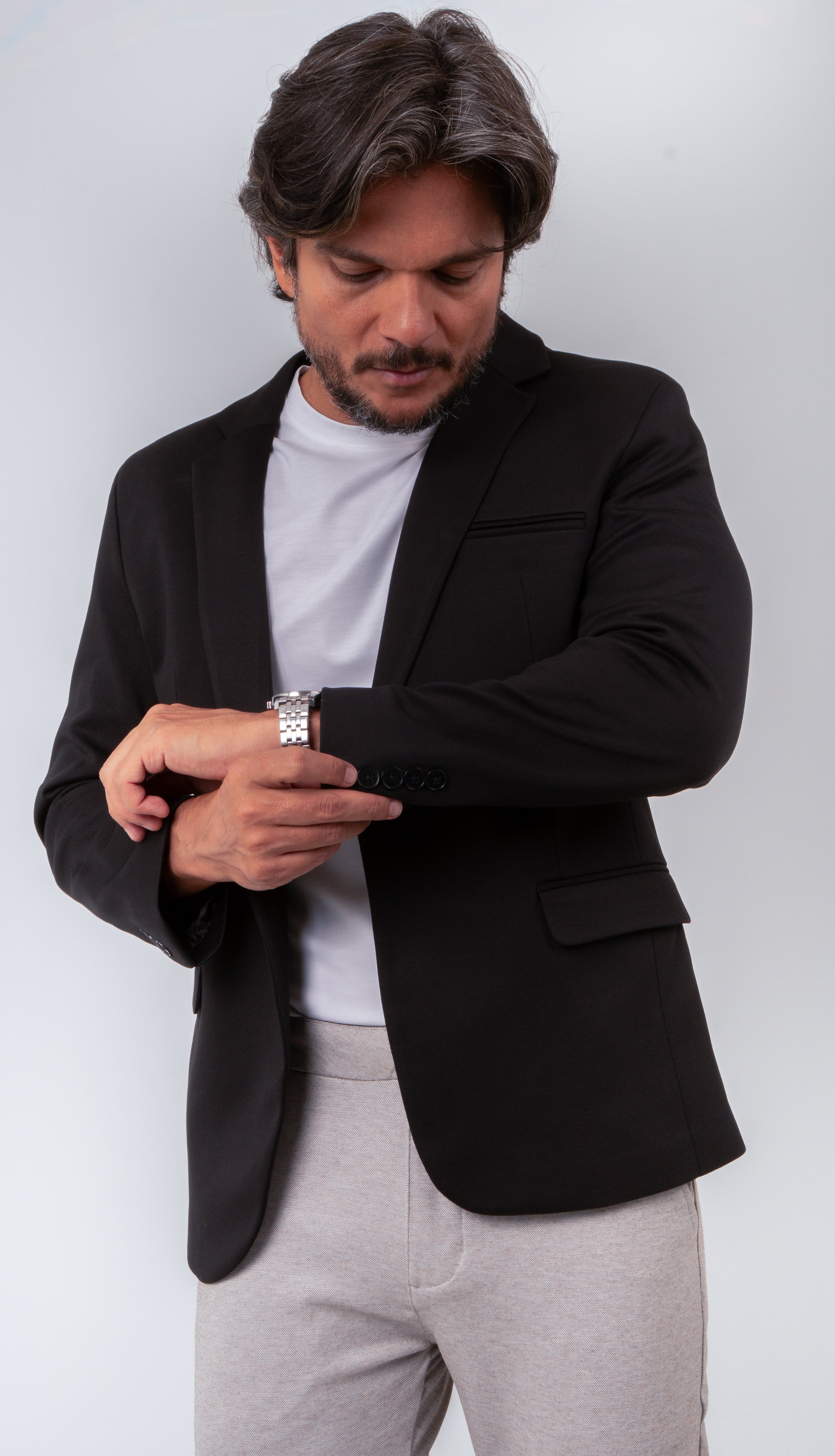 Blazer Masculino Preto Slim Malha Confort