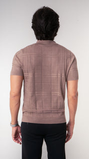 Polo Masculina Tricot Texturizada Marrom