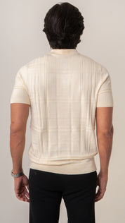 Polo Masculina Tricot Texturizada Bege