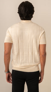 Polo Masculina Tricot Texturizada Bege